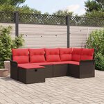 vidaXL Ensemble de canapé de jardin avec coussin 6 Pièces Poly rotin
