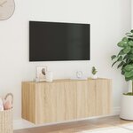 vidaXL Meuble TV mural avec lumières LED chêne sonoma 100x35x41 cm