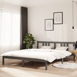 vidaXL Cadre de lit Gris Bois massif 160x200 cm