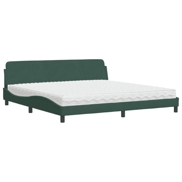 vidaXL Lit avec matelas vert foncé 200x200 cm velours