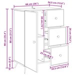 vidaXL Buffet Sonoma gris 66 x 34 5 x 90 cm Bois d'ingénierie