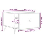 vidaXL Table basse avec tiroir Noir 49 x 50 x 40 cm Bois d'ingénierie