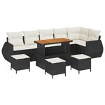 Ensemble de 10 Canapés de Jardin avec Coussins Noir Poly Rattan Acacia