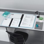 ACROPAQ Carton à dessin A3- 34 x 45 cm  Avec fermeture élastique  Dos extensible pour plus d'espace- Turquoise- Certifié FSC