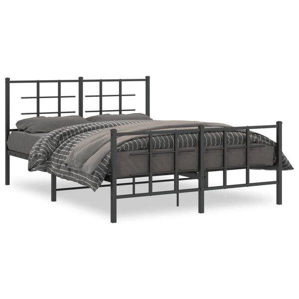 vidaXL Cadre de lit métal sans matelas avec pied de lit noir 140x200cm