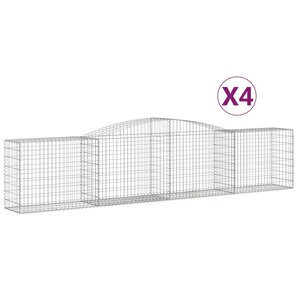 vidaXL Paniers à gabions arqués 4 Pièces 400x50x80/100 cm Fer galvanisé