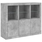 vidaXL Buffets avec lumières LED 3 Pièces gris béton bois d'ingénierie