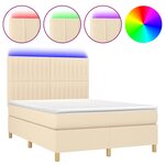 vidaXL Sommier à lattes de lit et matelas et LED Crème 140x200cm Tissu