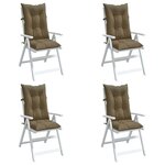 vidaXL Coussins de chaise à dossier haut lot de 4 taupe mélangé tissu
