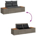 Ensemble de canapé de jardin vidaXL 8 pièces avec coussins gris en poly rotin et acacia