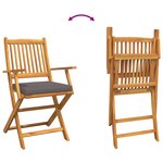 Chaises de jardin pliantes vidaXL avec coussin gris 8 pièces en bois d'acacia massif
