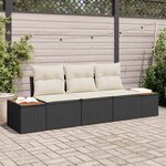 vidaXL Ensemble de canapé de jardin avec coussin 3 Pièces Noir et crème
