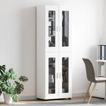 vidaXL Haut Armoire avec porte FLORIN Blanc brillant 60 x 35 x 182 cm