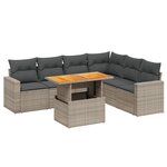 vidaXL Salon de jardin avec coussins 7 Pièces gris résine tressée
