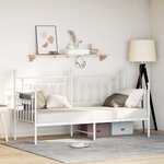 vidaXL Cadre de lit de jour avec tête de lit Blanc 75 x 190 cm Acier