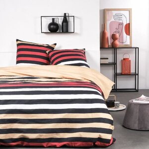 Parure de lit coton imprimé rayé 240 x 260 cm