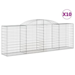 vidaXL Paniers à gabions arqués 10 Pièces 300x50x100/120 cm fer galvanisé