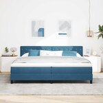 vidaXL Lit à ressort LED avec matelas Bleu foncé 200 x 200 cm Velours