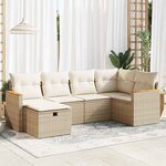 vidaXL Salon de jardin avec coussins 6 Pièces beige résine tressée