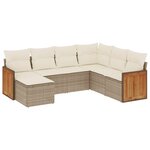 vidaXL Salon de jardin avec coussins 7 Pièces beige résine tressée