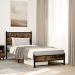 vidaXL Cadre de lit en métal sans matelas chêne fumé 100x200 cm