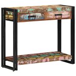 Table Console Multicolore en Bois Recyclé et Métal