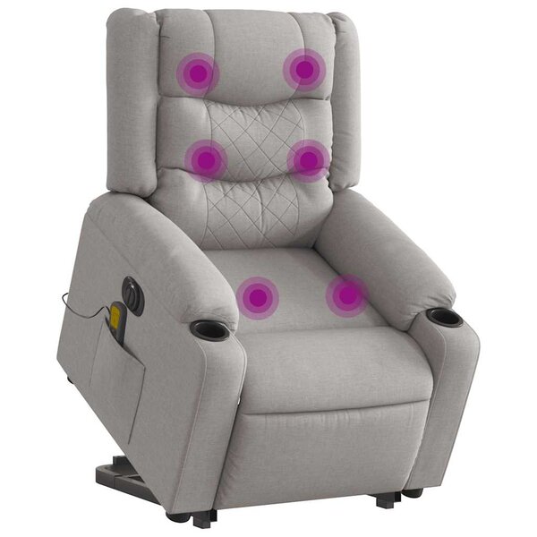 vidaXL Fauteuil inclinable de massage électrique gris nuage tissu