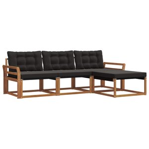 vidaXL Ensemble de canapés d'extérieur 4 pc Naturel et noir