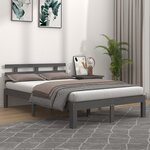 vidaXL Cadre de lit sans matelas bois massif gris 200x200 cm