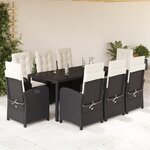 vidaXL Ensemble à manger de jardin 9Pièces coussins noir résine tressée