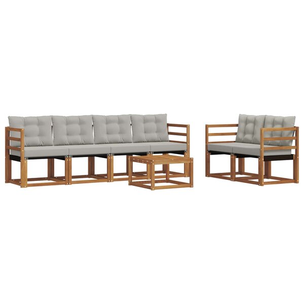 vidaXL Ensemble de canapés d'extérieur 7 pc Gris Naturel et Clair