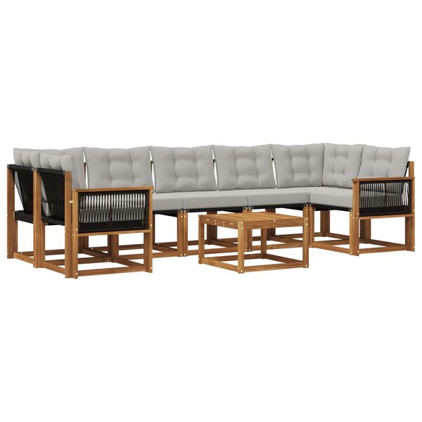 vidaXL Ensemble de canapés d'extérieur 8 pc Naturel et gris clair