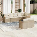 vidaXL Salon de jardin avec coussins 8 Pièces beige résine tressée
