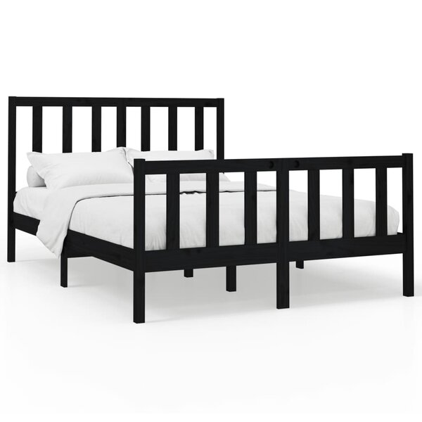 vidaXL Cadre de lit sans matelas noir 140x190 cm bois de pin massif