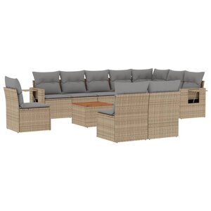 vidaXL Salon de jardin et coussins 11 Pièces mélange beige résine tressée