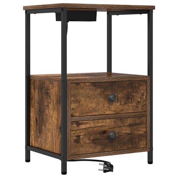 vidaXL Cabinet de chevet Chêne fumé 40 x 31 x 60 cm Bois d'ingénierie