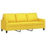 vidaXL Canapé à 3 places avec repose-pieds Jaune clair 180 cm Tissu