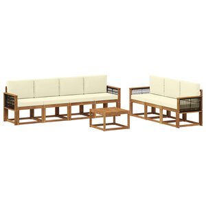 vidaXL Ensemble de canapés d'extérieur 7 pc Naturel et Crème
