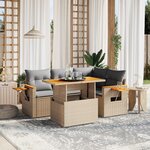 vidaXL Salon de jardin avec coussins 5 Pièces beige résine tressée