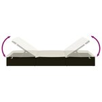 vidaXL Chaise longue à 2 places avec coussins noir résine tressée