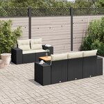 vidaXL Salon de jardin 6 Pièces avec coussins noir résine tressée