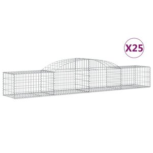 vidaXL Paniers à gabions arqués 25 Pièces 300x50x40/60 cm fer galvanisé