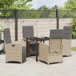 vidaXL Set de Dîner de Jardin 5 Pièces avec Coussins Beige Poly Rotin