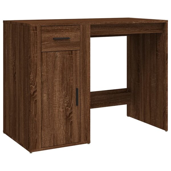 Bureau table poste de travail meuble d'ordinateur informatique étude chêne 100 x 49 x 75 cm bois d'ingénierie brun 02_0023596