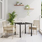 vidaXL Ensemble de salle à manger de jardin 3 pièces avec coussins en rotin poly beige