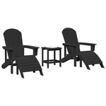 vidaXL Mobilier de jardin lounge 3 Pièces Noir 38 x 38 x 46 cm Plastique