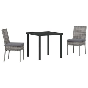 vidaXL Ensemble de salle à manger pour jardin 3 Pièces Gris