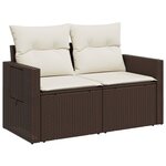 vidaXL Canapé de jardin avec coussins 2 places marron résine tressée