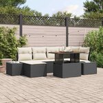 vidaXL Ensemble de salle à manger pour jardin 7 Pièces Noir  Crème