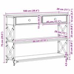 Table Console vidaXL Noir Chêne 100x28x75 cm Bois d'ingénierie et Acier